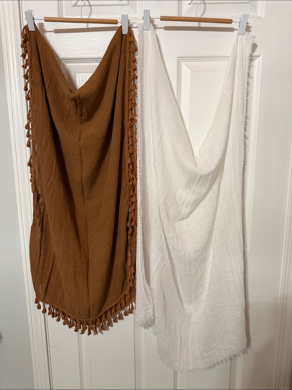 2 - Scarves/Wraps- Brown and White